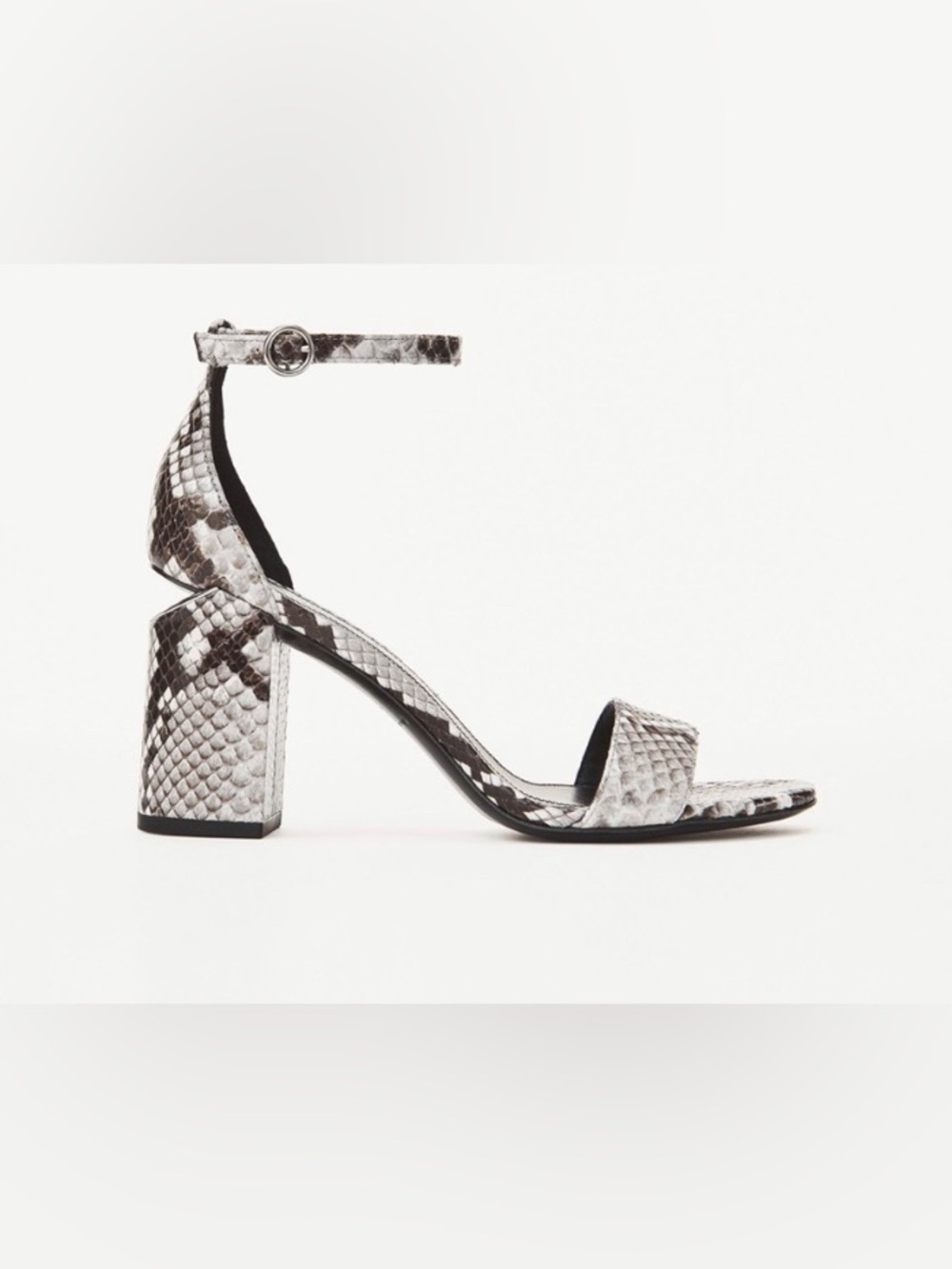 Alexander Wang Abby snakeskin block heel sandal with ankle strap leather size 39